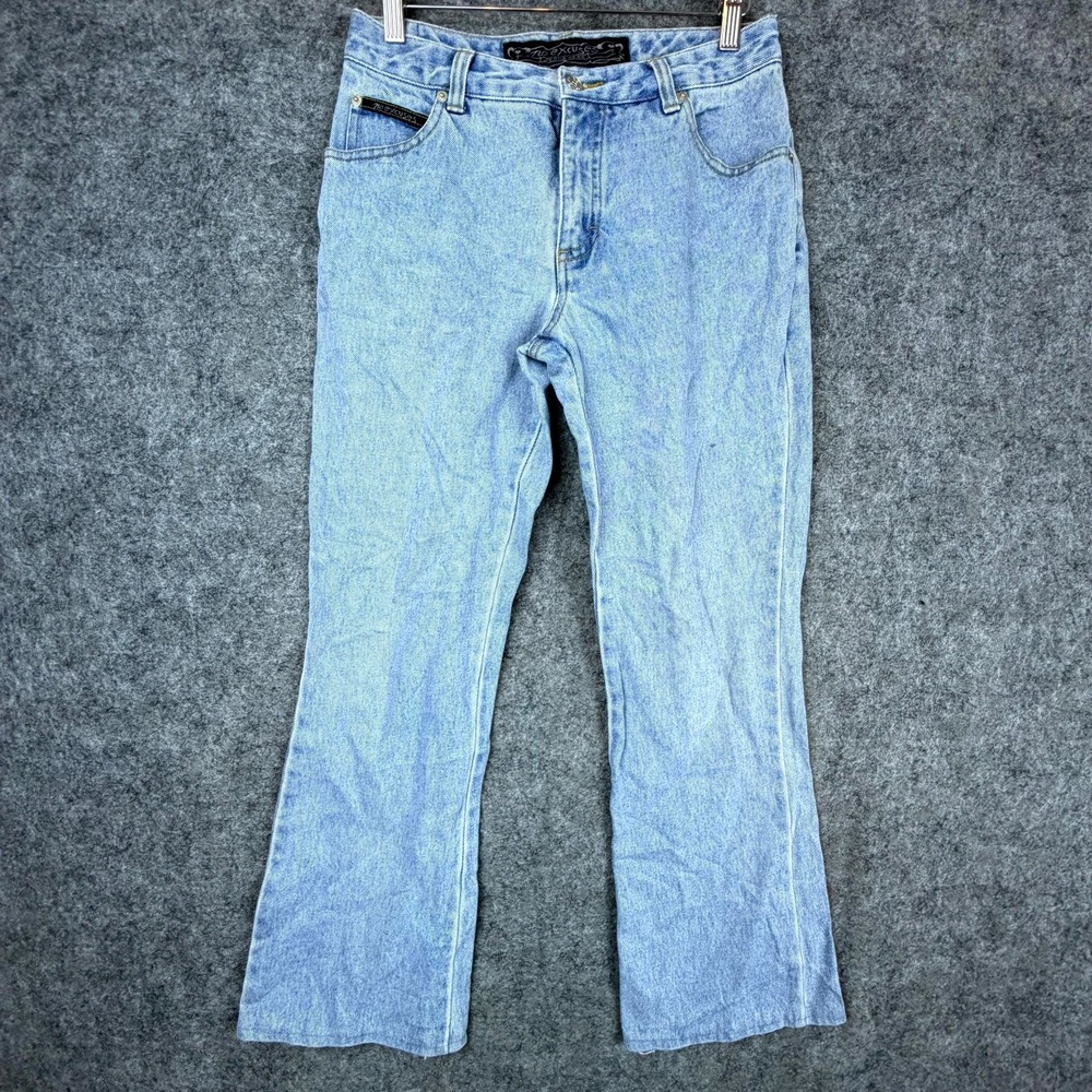 No Excuses Bootcut‎ Jeans Women 7 Junior Blue Denim Y2K Mid Rise Beaded Detail